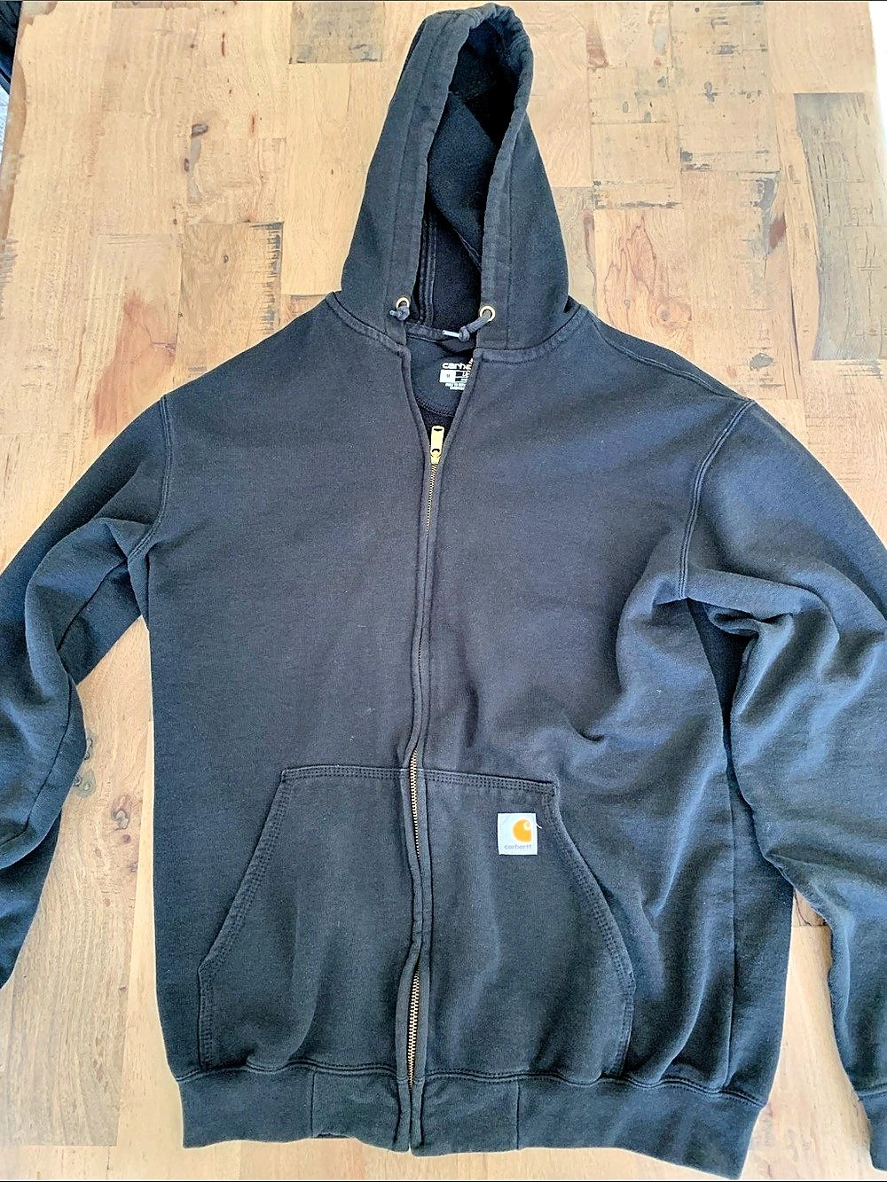 Carhartt Loose Fit Size M Hooded Zip-Front Sweatshirt Full-Zip Hoodie Black